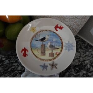 Coastal Seagull‎ Decorative Plate Nautical Anchor Starfish Beach Theme Decor